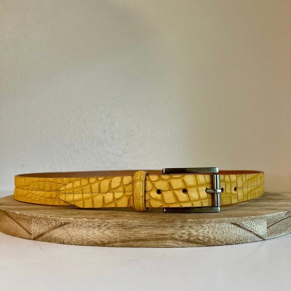 Martin Dingman Yellow Alligator Full Grain Leather USA Made Belt Size Large/XL - Picture 12 of 12
